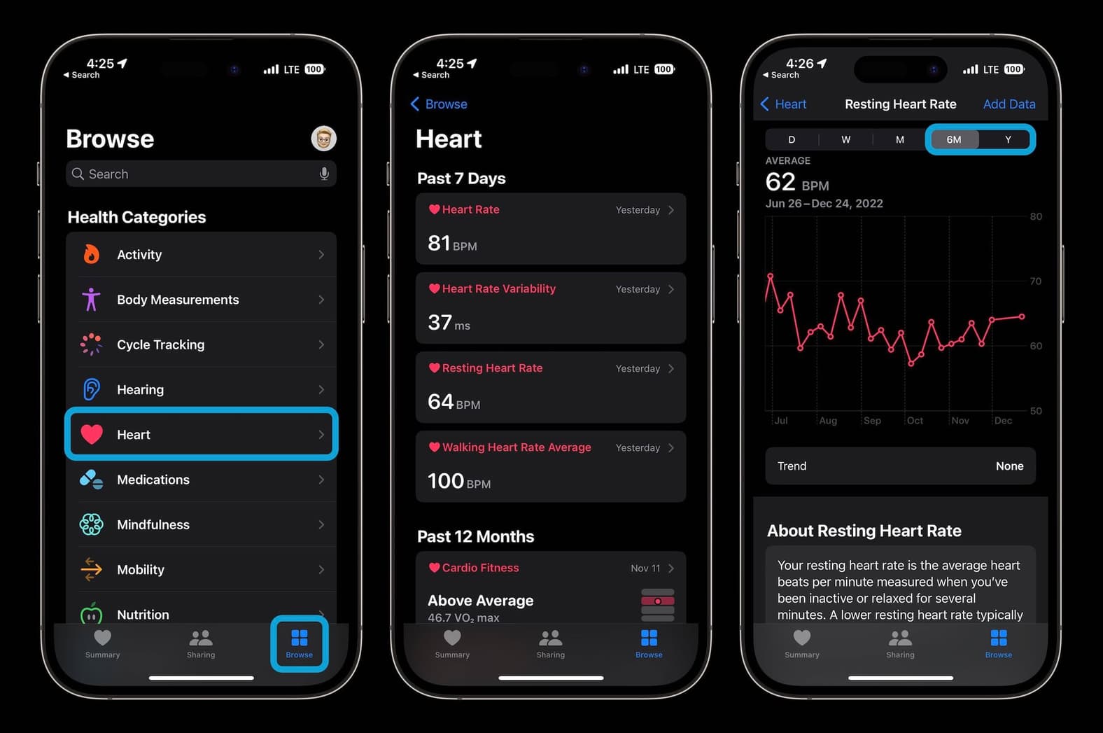 How to see view Apple Watch heart rate history